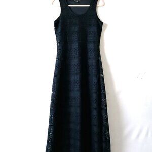 Zac & Rachel Womens Blue Overlay Crochet Lace Detailing Long Maxi Dress Size 8